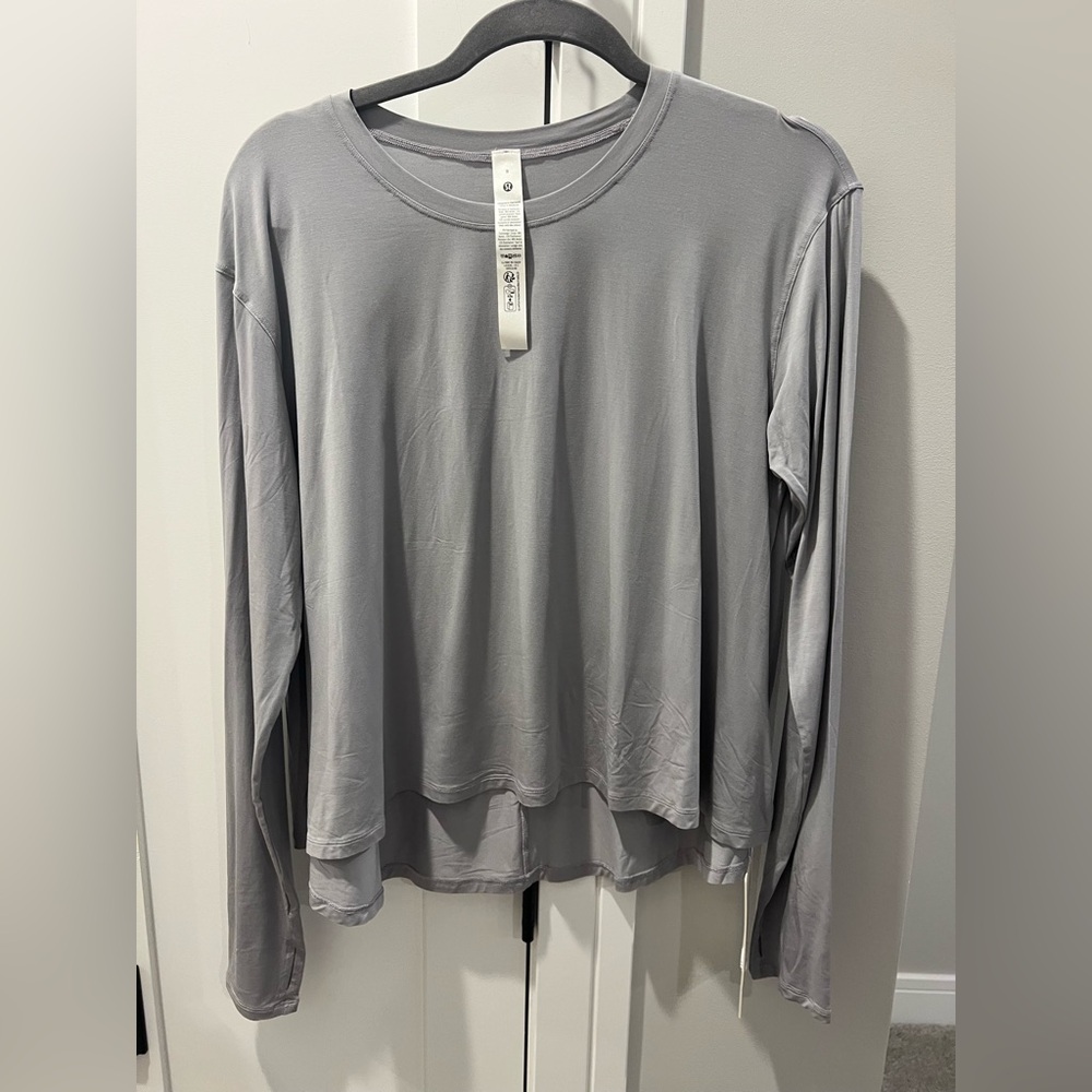 Lululemon Modal Relaxed-Fit Lounge Long-Sleeve Shirt Jade Grey - Picture 2 of 5